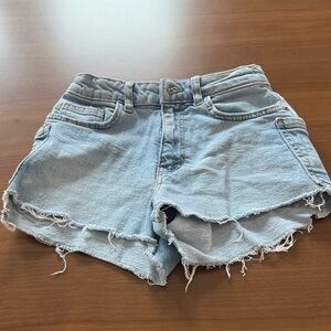 Zara Light Blue Distressed Denim Cutoff Shorts